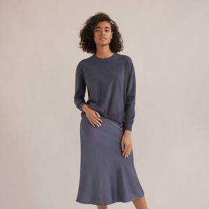Blue silken bias slip skirt by Modern Citizen